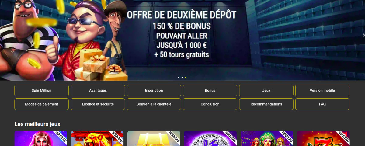 Casino en ligne Spin Million : jouez sur mobile ou PC en toute sécurité depuis la France