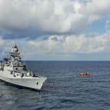 Indian Navy Rescues 18 Crew Members from Burning Singapore-Flagged Ship Off Kerala Coast