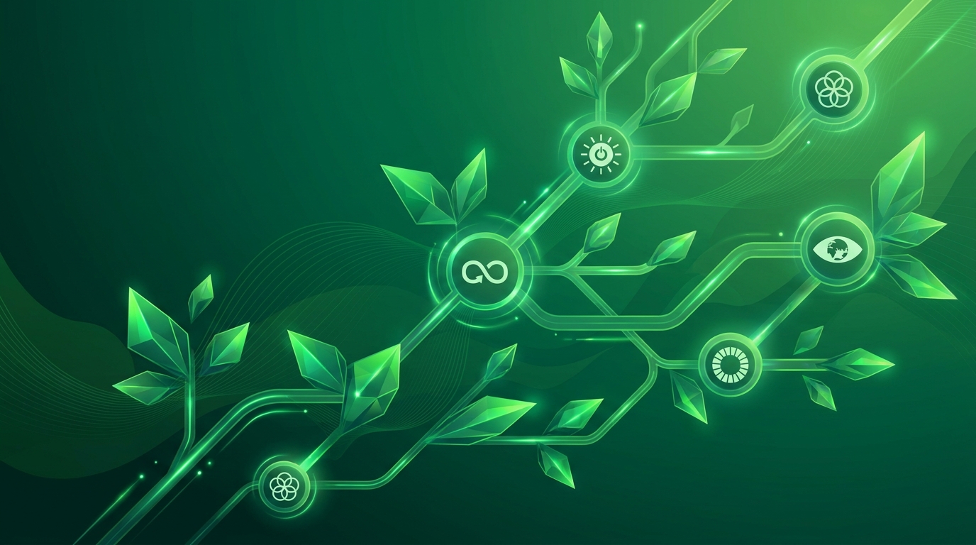 Sustainable Development Goals illustrated as an interconnected network of global impact areas
