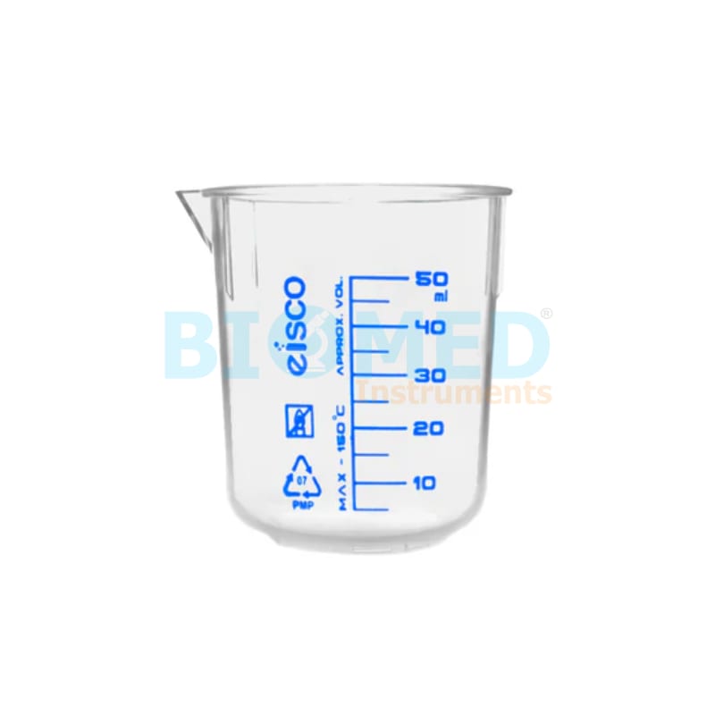 Vaso (Beaker) De Polipropileno Escala Azul 50 Ml Eisc