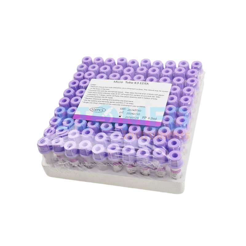 Tubo Tapa Lila Edta 0.5 Ml, 100 Unid