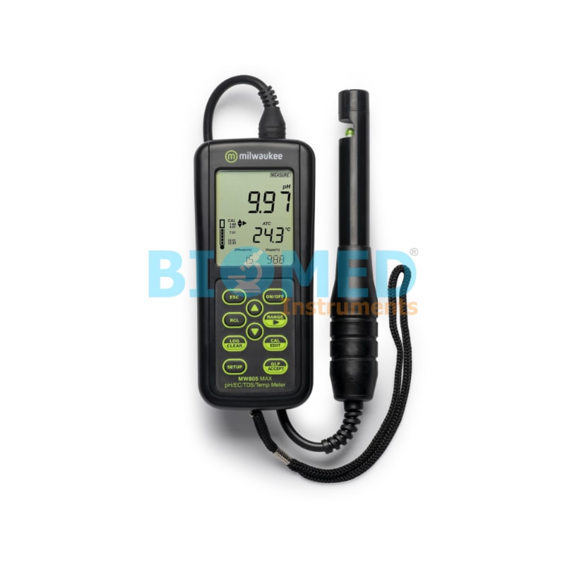 Medidor De Ph/Ec/Tds/Temp. Con Atc Portatil (Rango Bajo) Milwaukee Mw805
