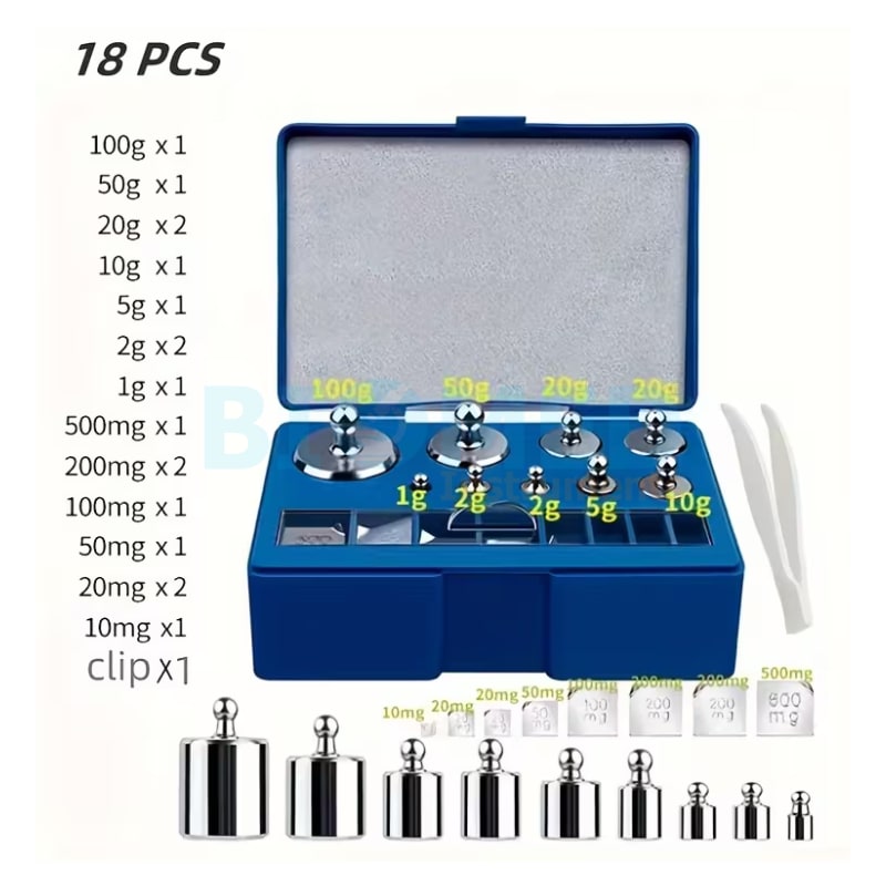 Kit De 17 Pesas Patron Para Calibracion De Balanzas 10Mg A 100G Ec-Lab