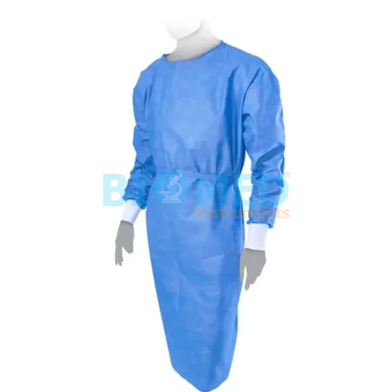 Bata Cirujano Descartable Estandar Azul Manga Larga Eur