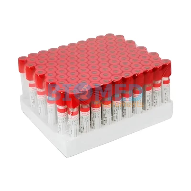 Tubo Tapa Roja Vidrio Sin Aditivo 10 Ml, 100 Unid