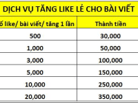 Tăng like lẻ cho bài viết nick, fanpage facebook