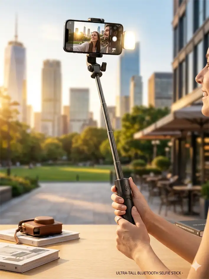 R1S Bluetooth Integrated Selfie Stick with Light and Bluetooth Remote Control