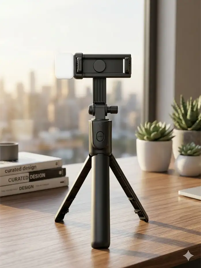 R1S Bluetooth Integrated Selfie Stick with Light and Bluetooth Remote Control
