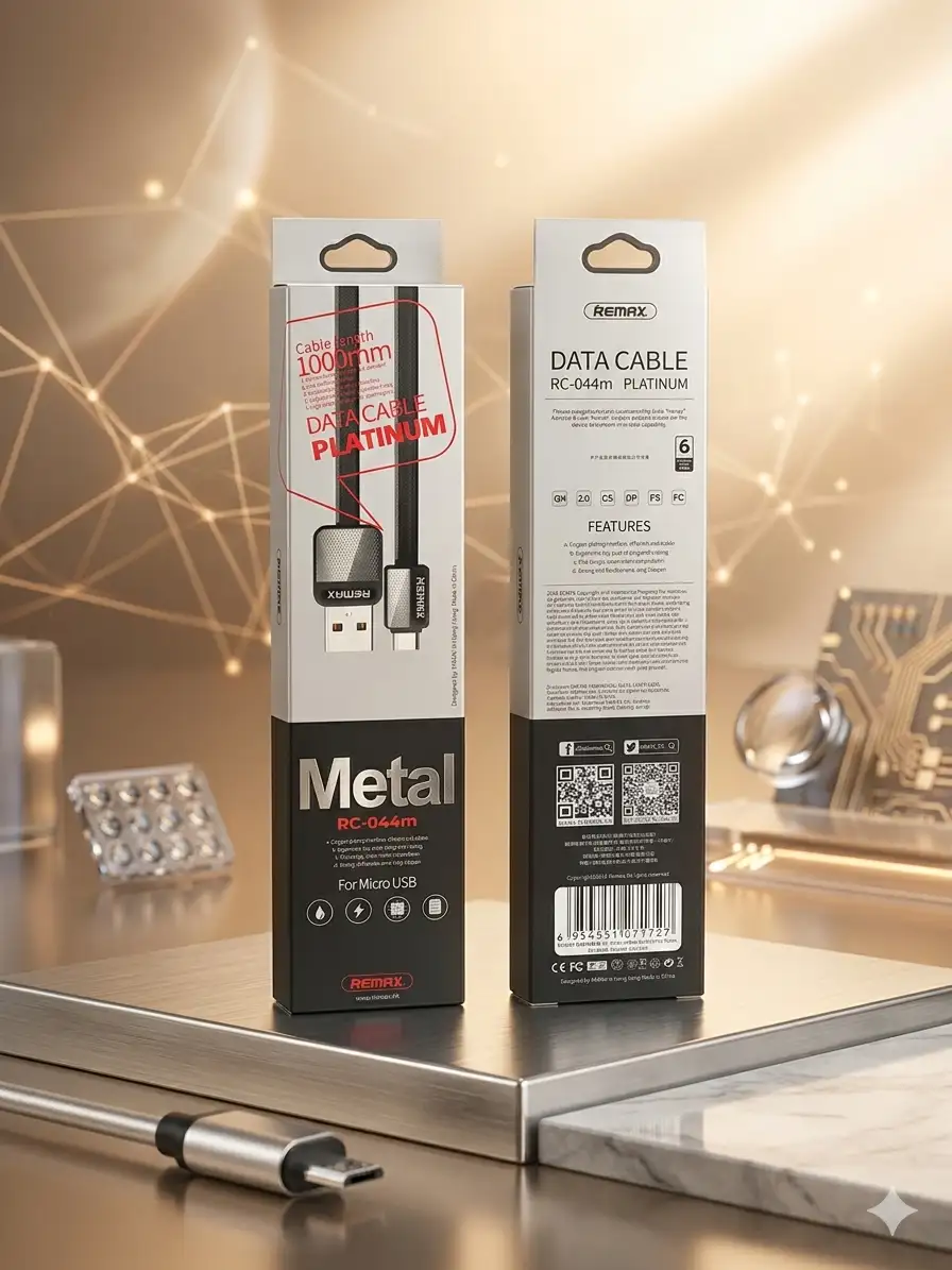 Remax Metal RC-044m platinum USb (Type B) Data Cable- Fast Charger