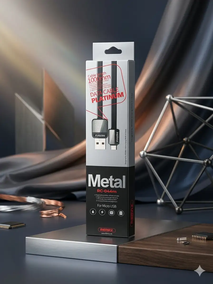Remax Metal RC-044m platinum USb (Type B) Data Cable- Fast Charger
