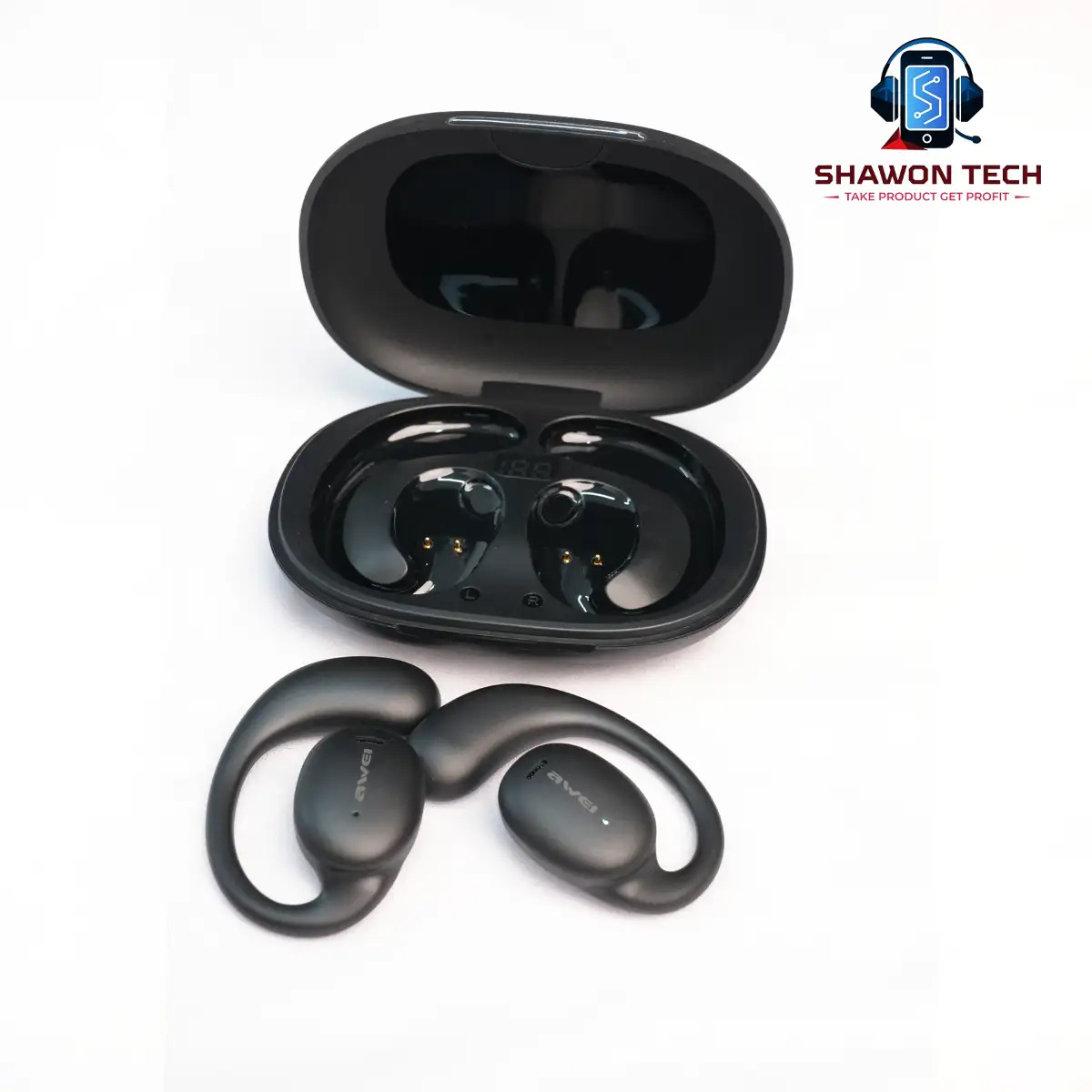 Awei T80 Air Conduction Wireless Sport Earphones – Bluetooth 5.4 with LED Display