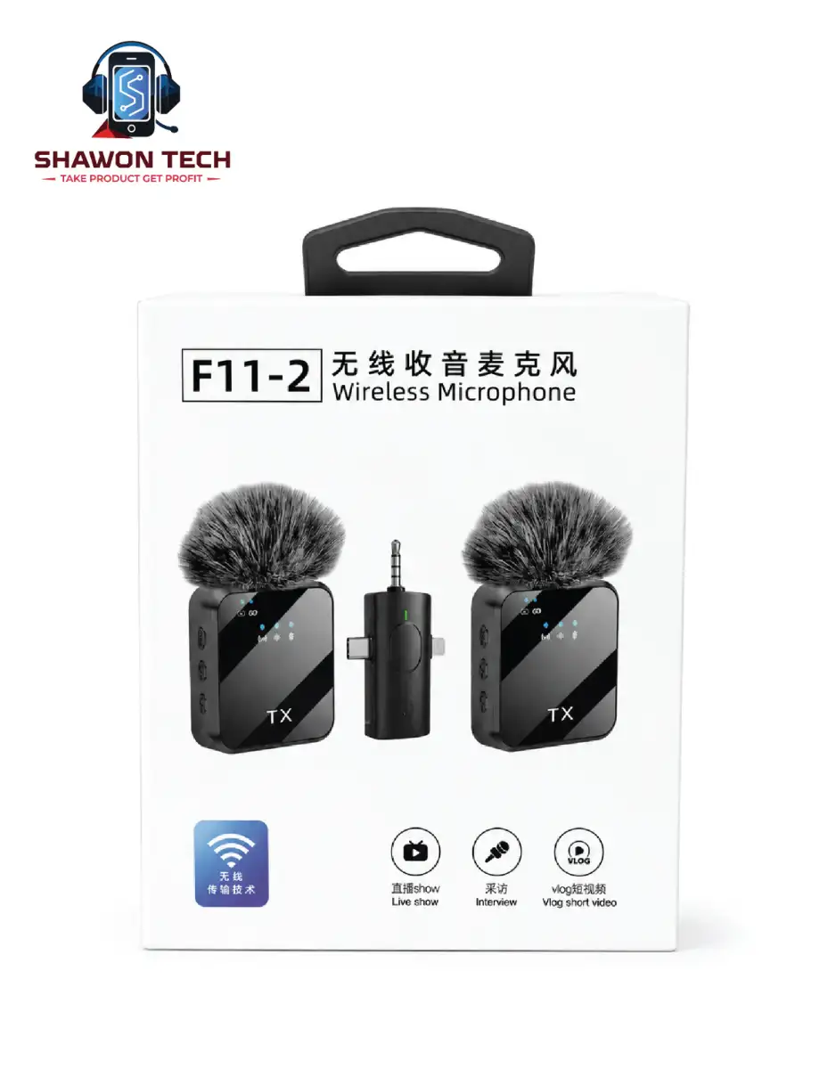 F11-2 Dual Wireless Lavalier Microphone with Charging Case