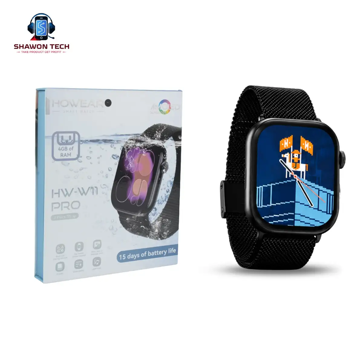 Howear HW-W11 Pro Smart Watch (AMOLED Display, 4GB RAM, 15 Days Battery Life)