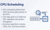 CPU scheduling determines which process gets access to the CPU.  The main goal is to maximize CPU utilization and improve system throughput.  Common scheduling algorithms include First Come First Serve, Shortest Job First, and Round Robin.