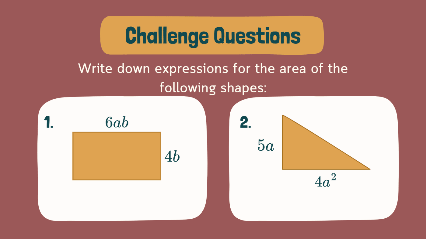 write down the expressions for the area of the following shapes