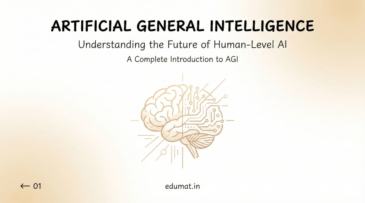 Welcome to this presentation on Artificial General Intelligence.
In this session, we will understand the future of human-level AI and explore what AGI really means. This is a complete introduction to Artificial General Intelligence, often called AGI. Let’s begin by understanding the basic concept.