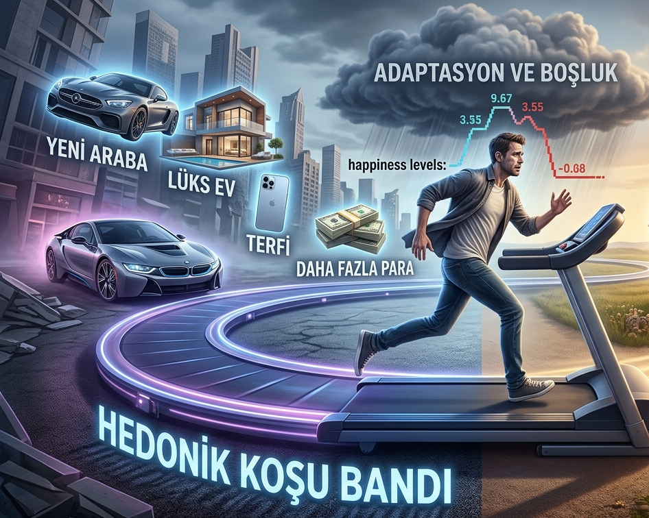 Hedonic adaptation, happiness research, consumer psychology, why am I not happy, dopamine cycle, eudaimonic happiness, psychology of satisfaction