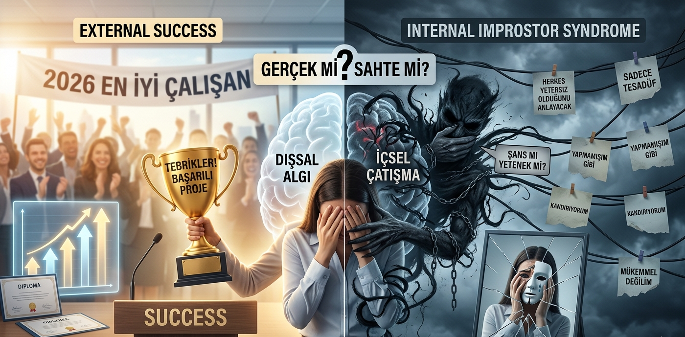 Impostor sendromu, sahtekarlık sendromu nedir, başarı korkusu, özgüven eksikliği, mükemmeliyetçilik psikolojisi, yüksek başarı stresi