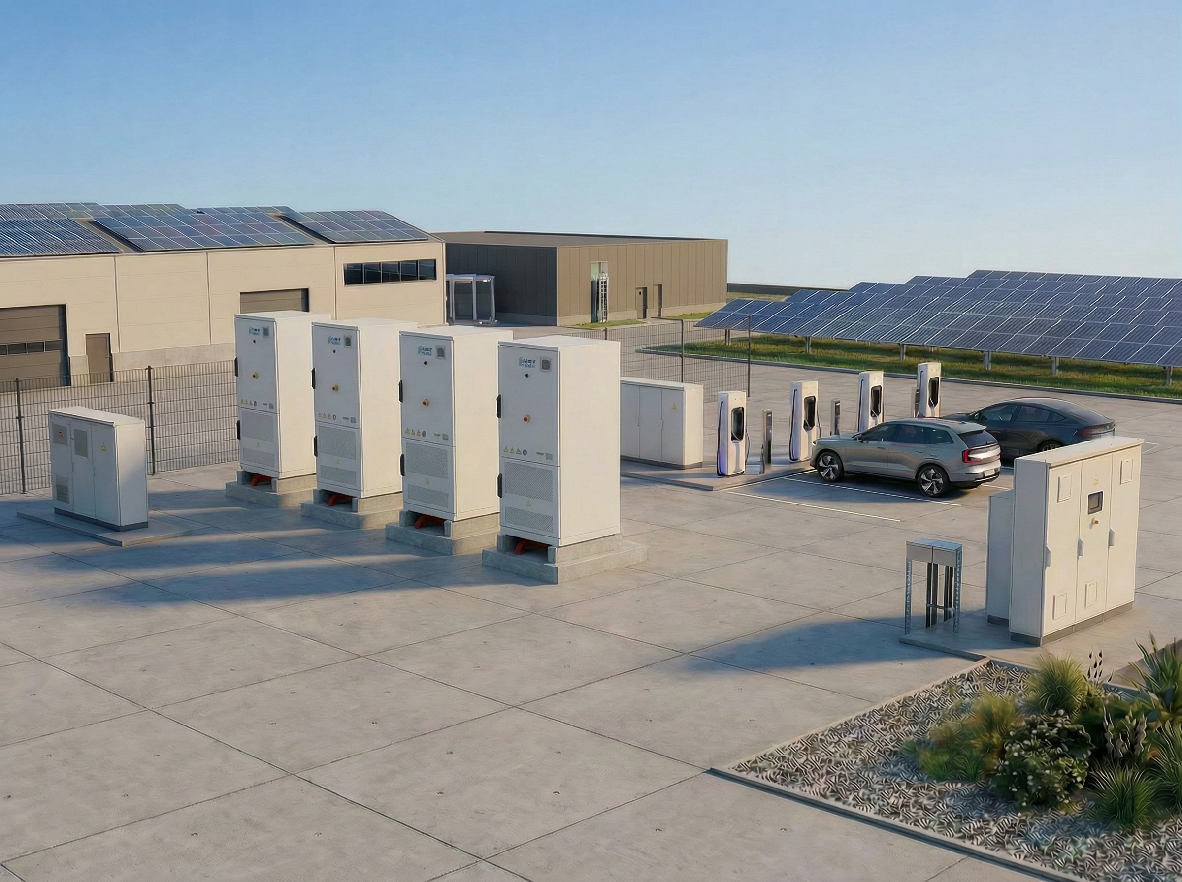 Commercial building with solar and battery infrastructure