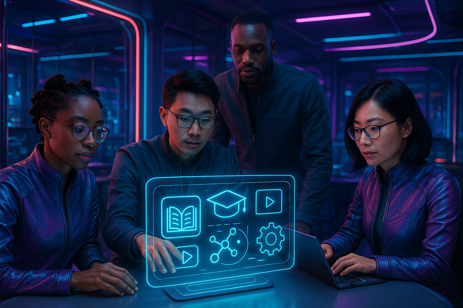 Woman Standing in a Futuristic City