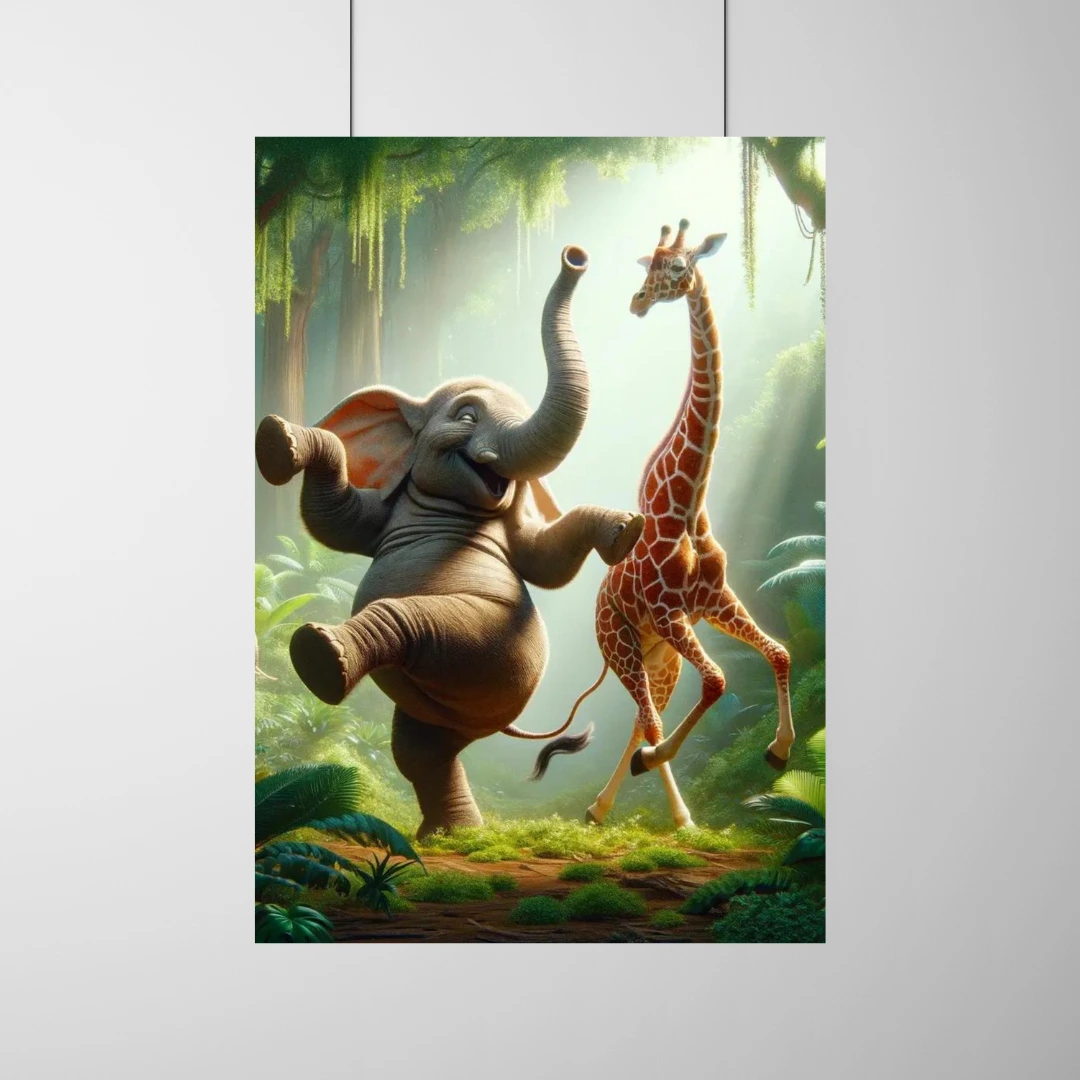 Dancing Elephant and Giraffe