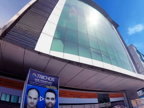 Trichos clinic building exterior at Sri Towers, Kukatpally, Hyderabad