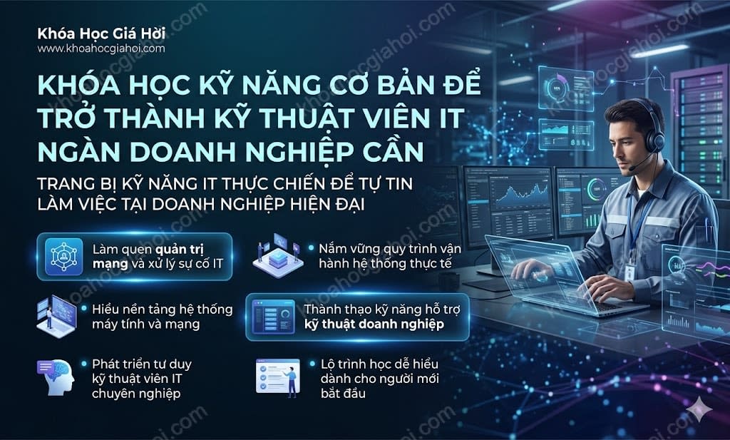 Khóa Học Kỹ Năng Cơ Bản Để Trở Thành Kỹ Thuật Viên IT – Ngàn Doanh Nghiệp Cần