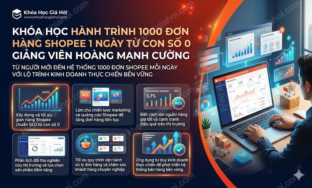 Khóa Học Hành Trình 1000 Đơn Hàng Shopee 1 Ngày Từ Con Số 0 Giảng Viên Hoàng Mạnh Cường