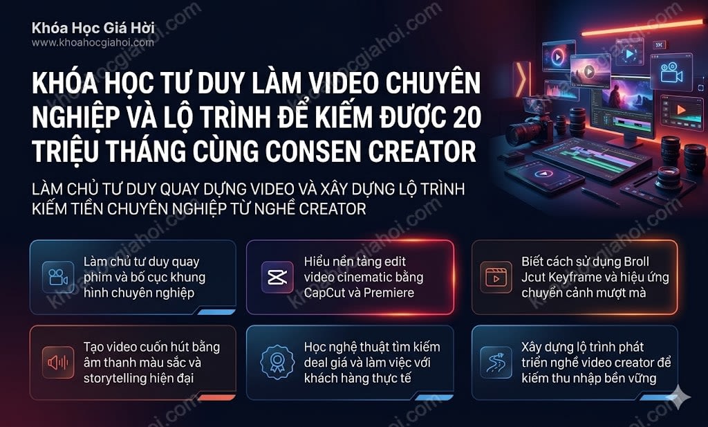 Khóa Học Tư Duy Làm Video Chuyên Nghiệp Và Lộ Trình Để Kiếm Được 20 Triệu/tháng Cùng Consen Creator