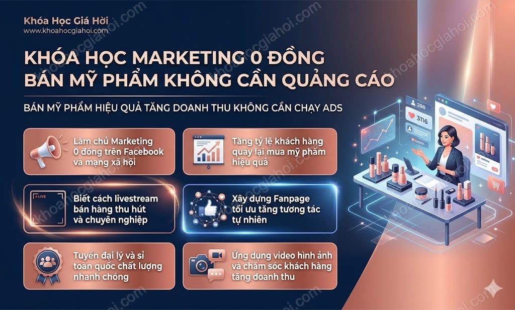 Khóa Học Marketing 0 Đồng, Bán Mỹ Phẩm Không Cần Quảng Cáo