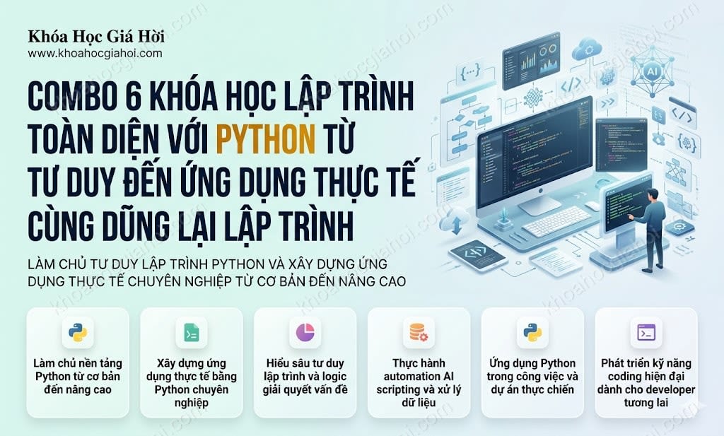 Combo 6 Khóa Học Lập Trình Toàn Diện Với Python - Từ Tư Duy Đến Ứng Dụng Thực Tế Cùng Dũng Lại Lập Trình