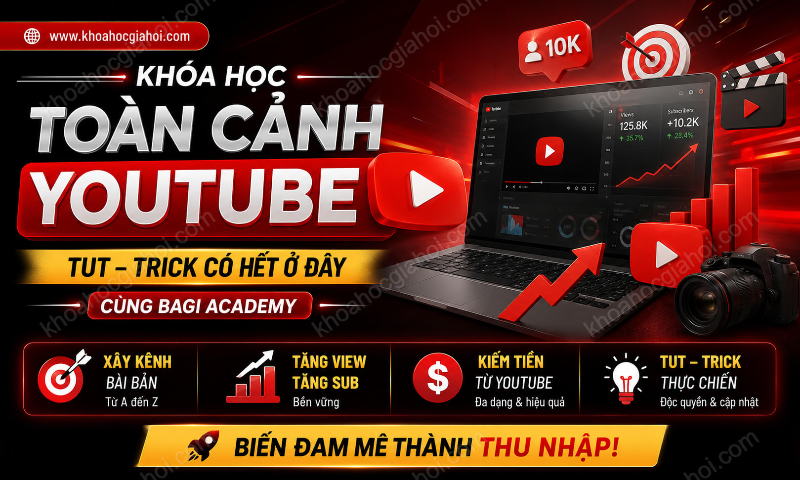Khóa Học Toàn Cảnh Youtube – Tut – Trick Có Hết Ở Đây Cùng Bagi Academy