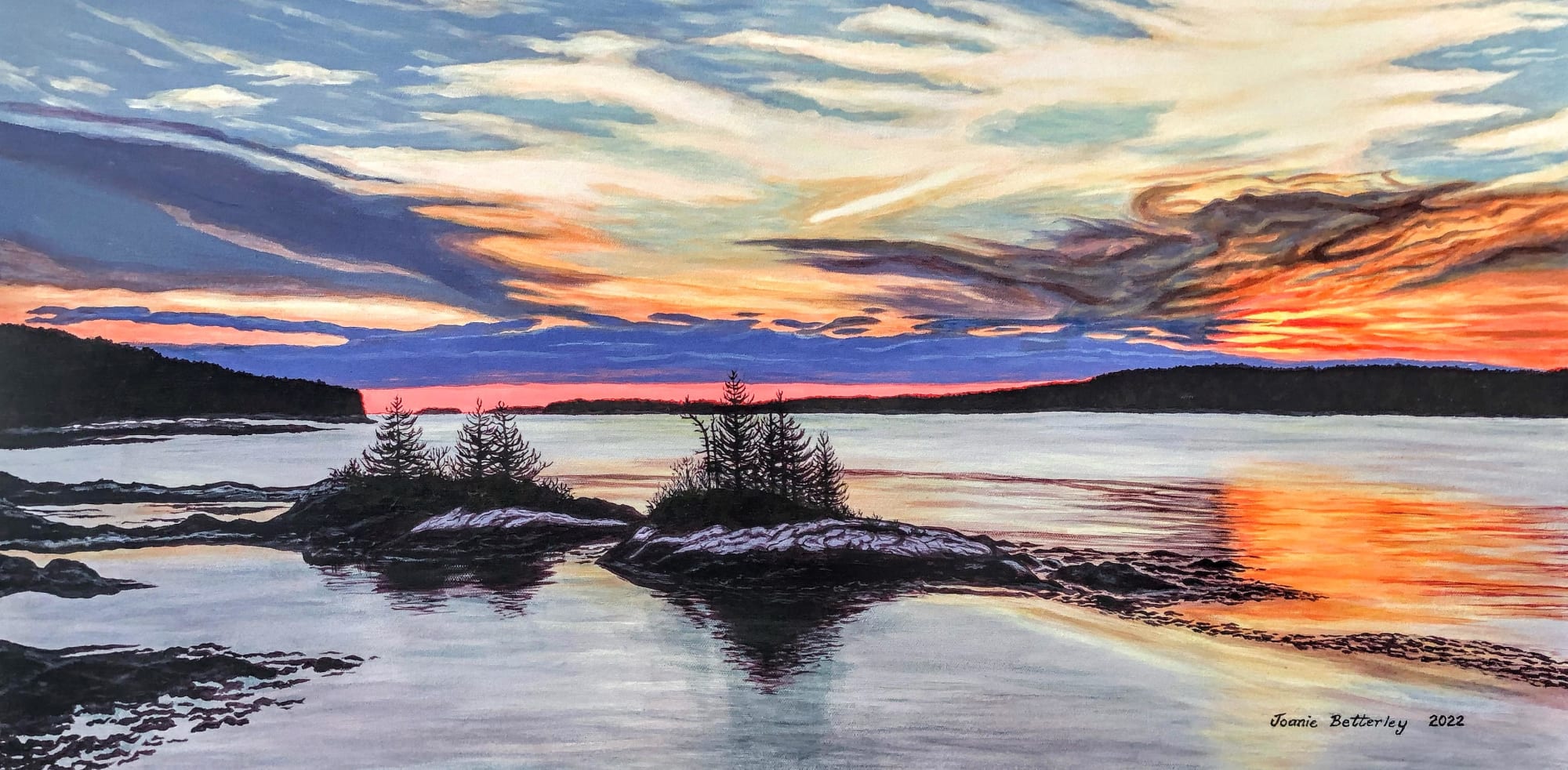 Colorful Winter Sunset, Friendship, Maine