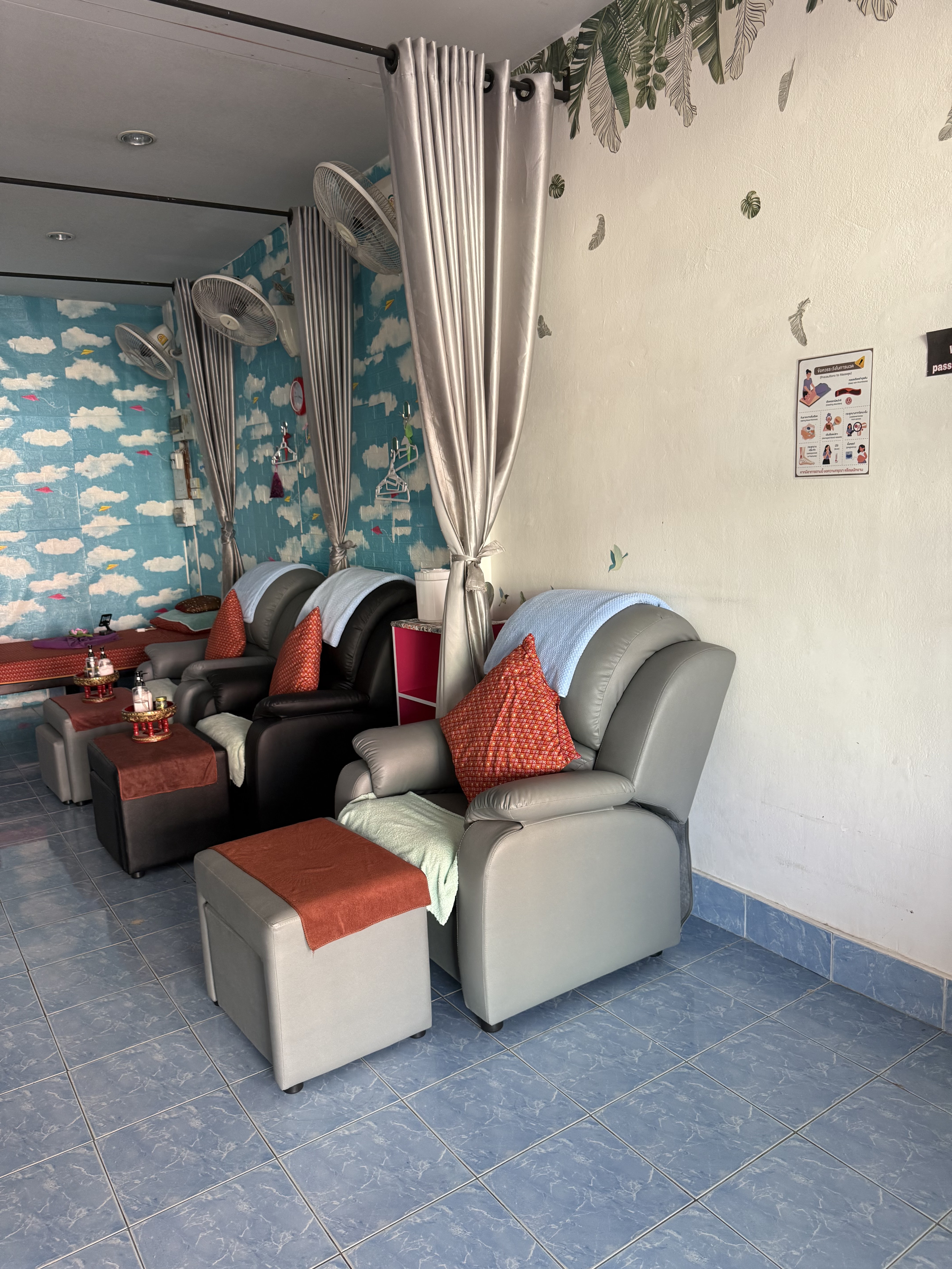 Relaxing Foot Massage Area with Cloud Decor