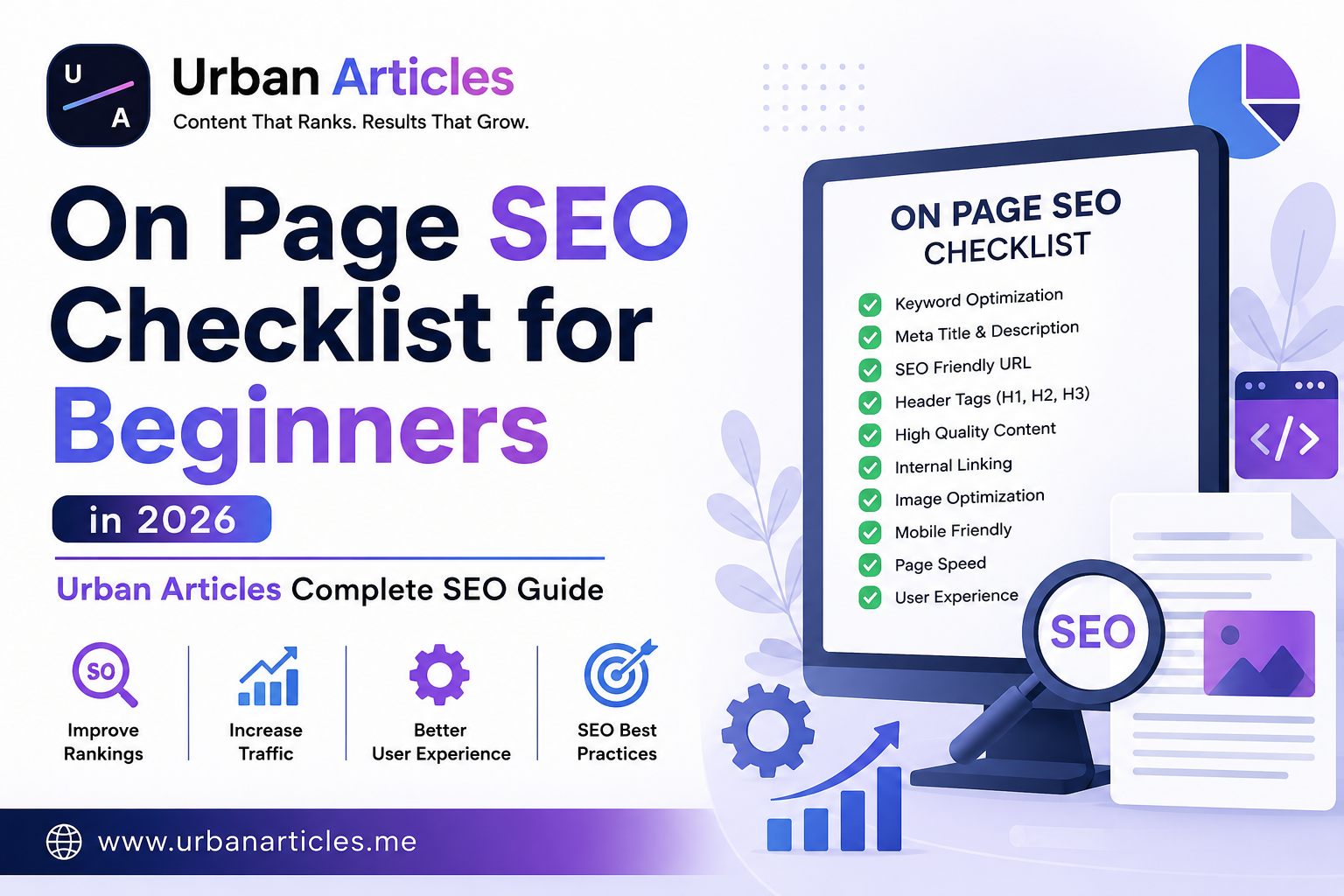 On Page SEO Checklist for Beginners in 2026 | Urban Articles Complete SEO Guide