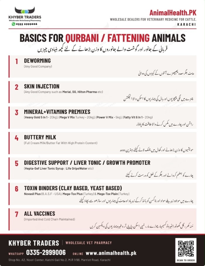 Useful Information for Fattening & Qurbani Animals — Some Basics for Fattening & Qurbani Animals | Khyber Traders