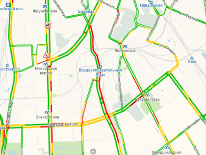 ТОП-5 пробок на дорогах Петербурга утром 23 декабря по версии «Яндекса»