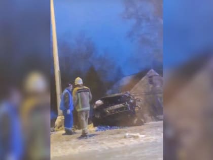 Искореженная легковушка вылетела в кювет после жесткого ДТП на «Нарве» в Ленобласти