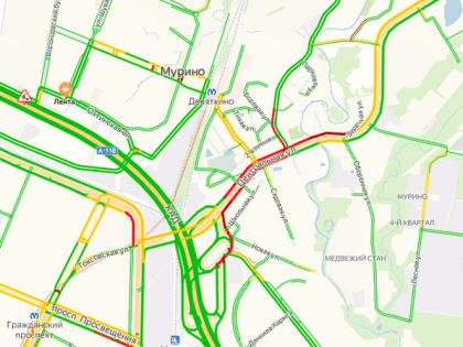 ТОП-5 пробок на дорогах Петербурга утром 20 декабря по версии «Яндекса»