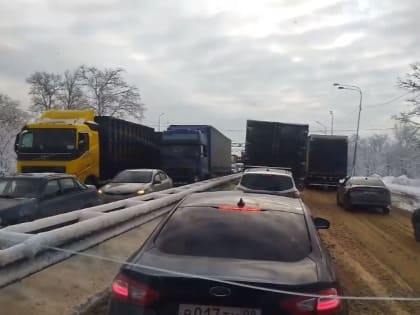 «Надеются, что растает»: гигантская пробка образовалась в Шушарах на скользком Московском шоссе