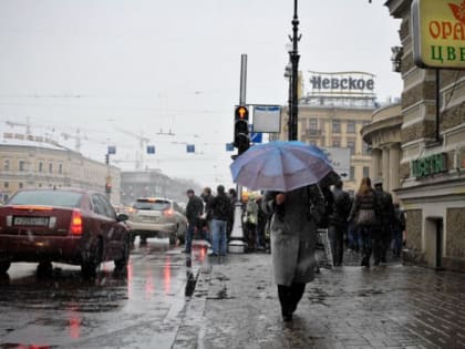Теплый атмосферный фронт принесет в Петербург мокрый снег и порывистый ветер