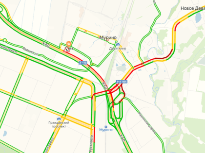 ТОП-5 пробок на дорогах Петербурга утром 16 декабря по версии «Яндекса»