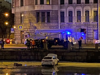На Фонтанке автомобиль пробил ограждение и упал на лёд