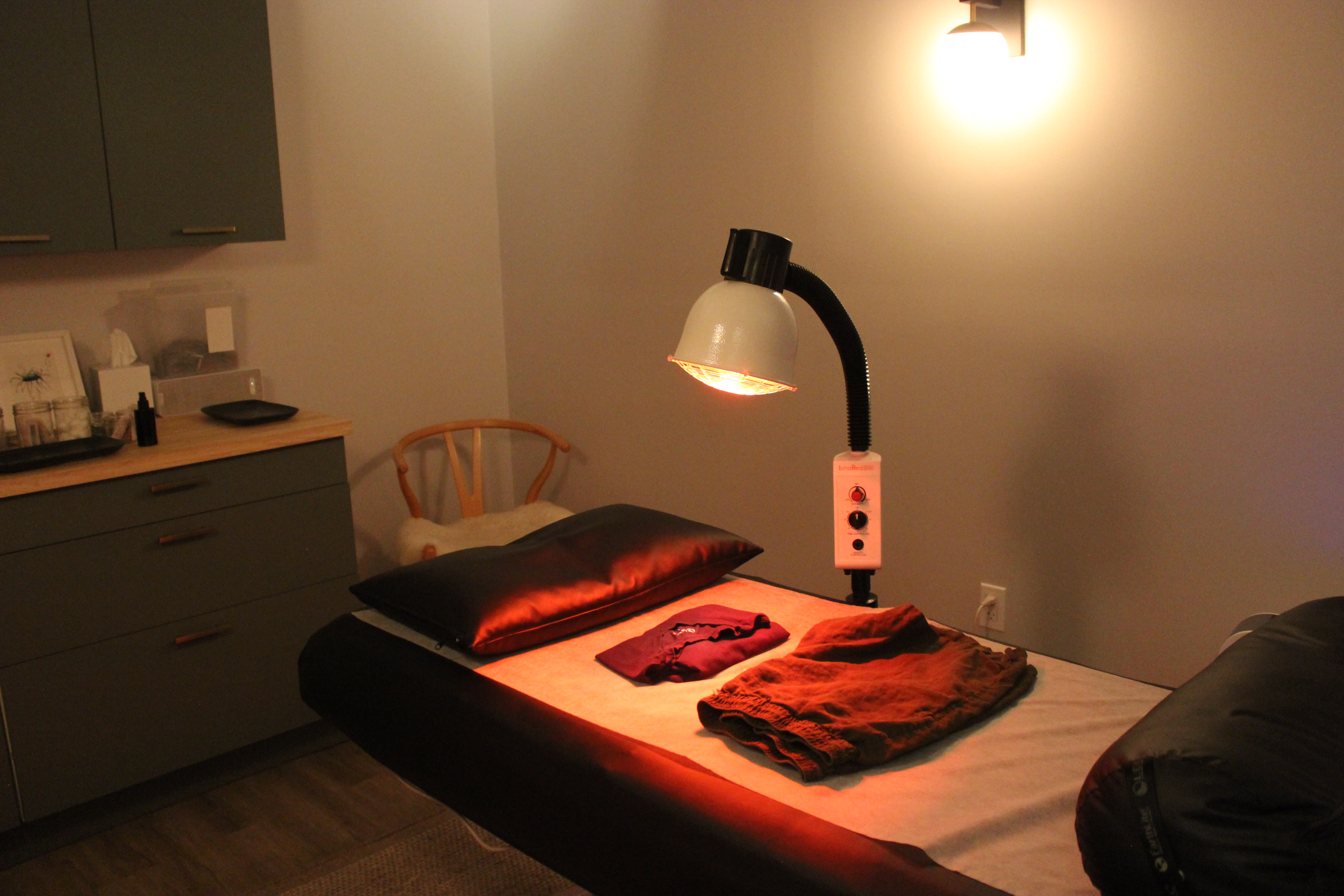 Luxurious treatment room with warm lighting