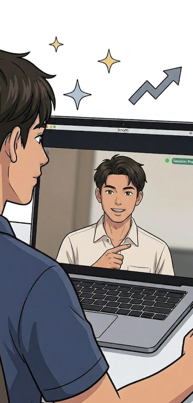 Lite Member: 1-on-1 online English coaching on video with a mentor.