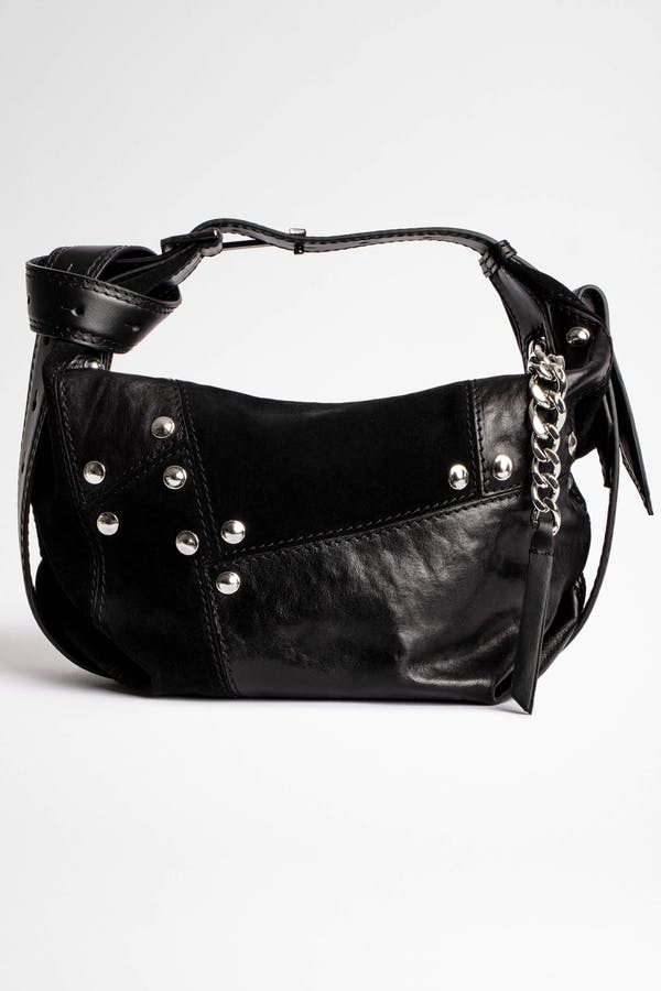 Zadig & Voltaire Black Leather Shoulder Bag Supple Distressed Leather Big  Skull