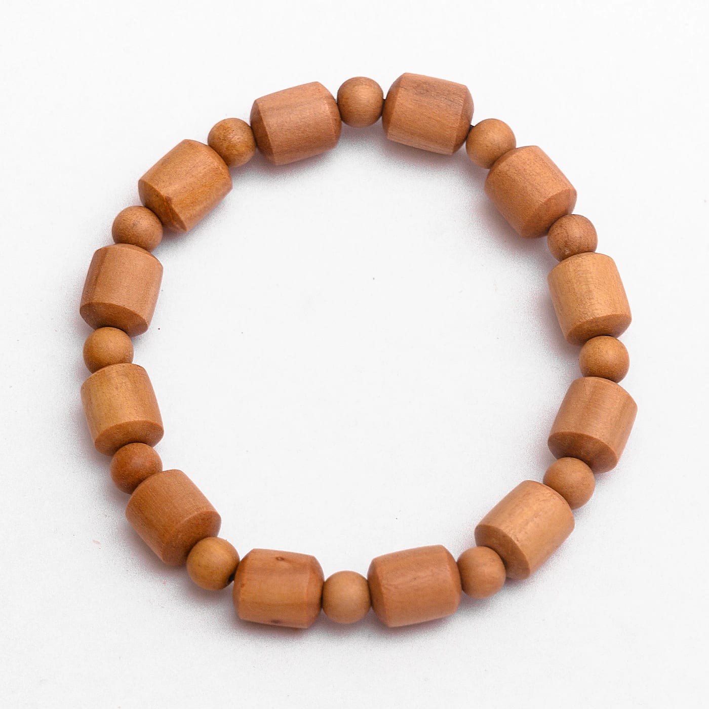 Pure Mysore Sandalwood (Chandan) Fragrant Round Bead Bracelet - Angle 1