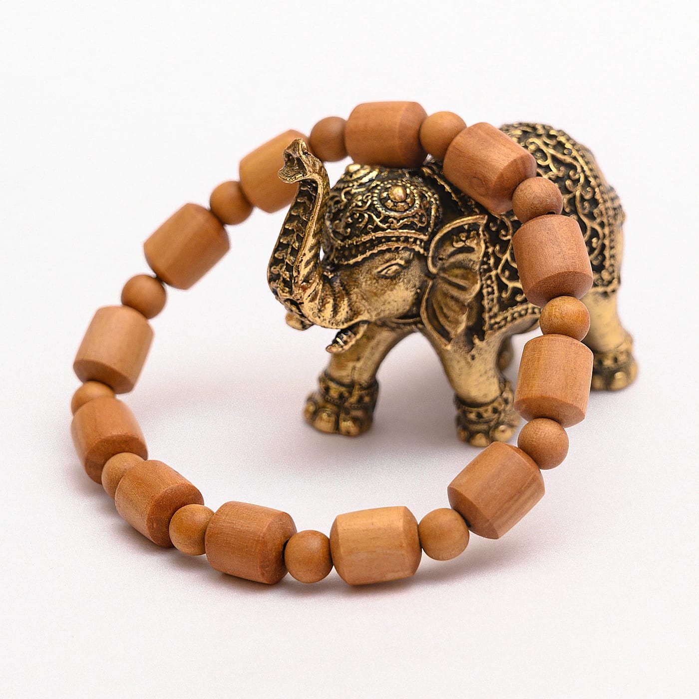 Pure Mysore Sandalwood (Chandan) Fragrant Round Bead Bracelet - Angle 2