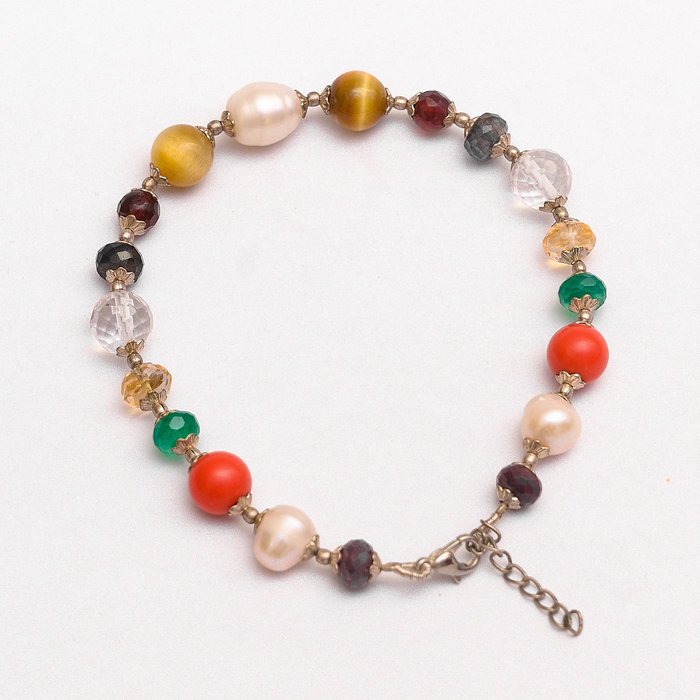 Astrological 9 Planets (Navratan) Energy Bracelet - Angle 1