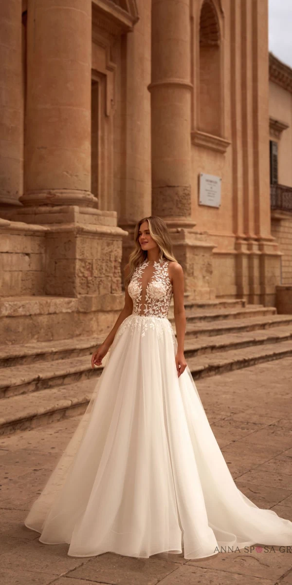 Vue complète de la robe de mariée Banta par Anna Sposa - Monica Mariage Toulouse